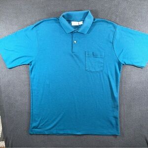 Vintage Burdines Florida Polo Shirt XL Teal Made in USA Pocket Golf Shirt